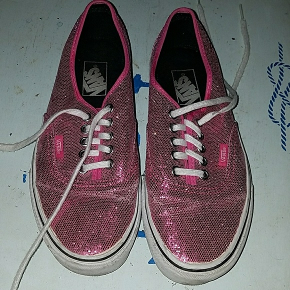 pink glitter vans womens